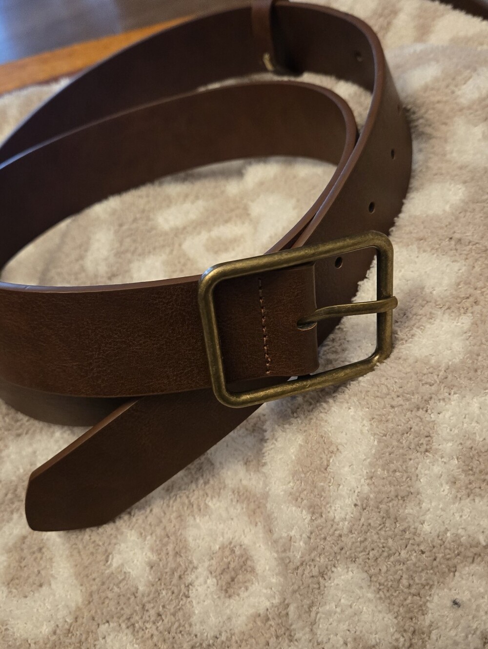 Classic Brown Womens Belt with Brass Buckle
